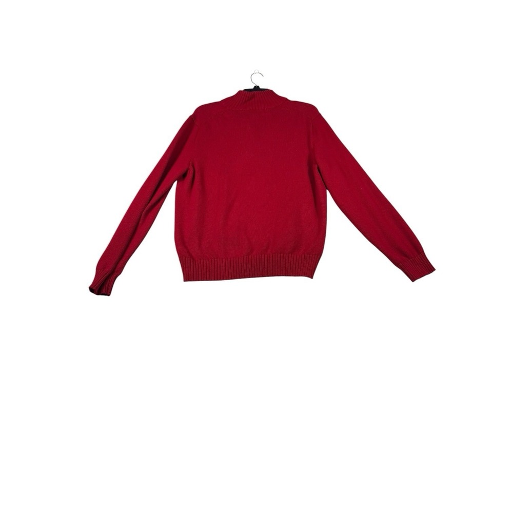 Polo Ralph Lauren Red Quarter Zip Sweater Men's Large Cotton Pullover Pony Logo - Picture 9 of 9